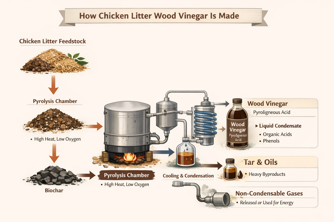 How Chicken Manure Wood Vinegar Is Made