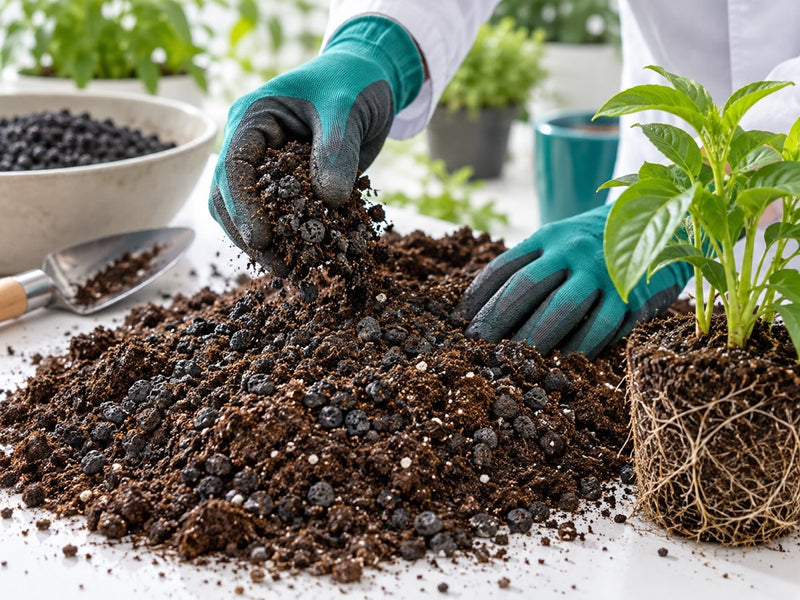 Add BIOCARBON to soil and growing media